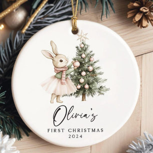 Baby Girl First Christmas Ornament Personalized