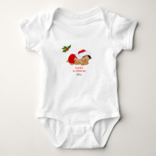 Baby Girl First Christmas Red Santa Hat Baby Bodys Bodysuit