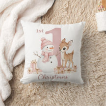 Baby Girl First Christmas Snowman Deer