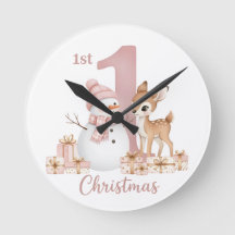 Baby Girl First Christmas Snowman Deer