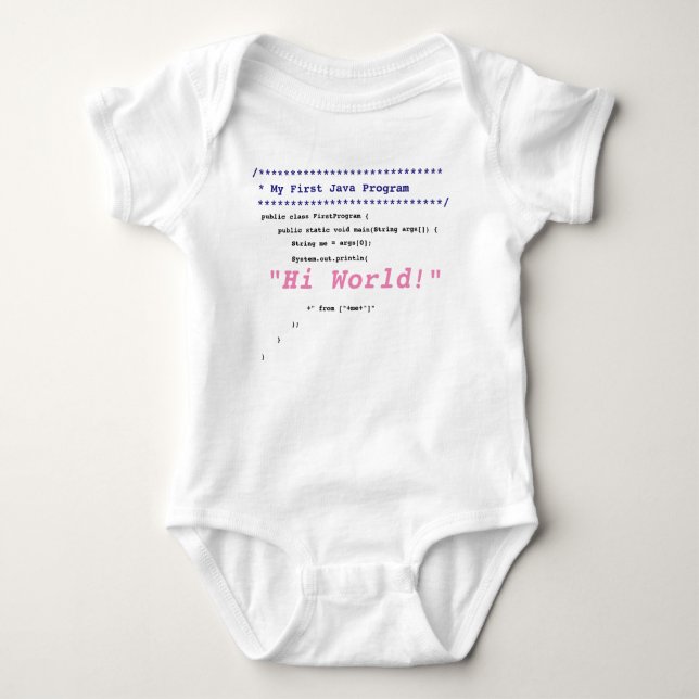 Baby Girl First Java Program Bodysuit (Front)
