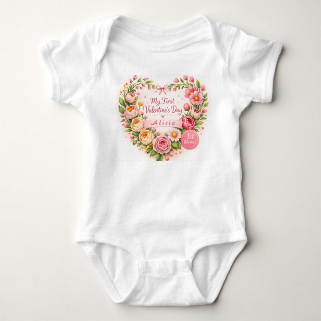Baby Girl First Valentine’s Day Design Customize Bodysuit (Front)