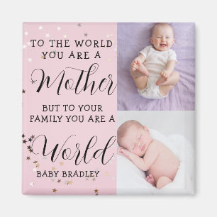 Baby girl First Year Photo Collage Keepsake pink Magnet