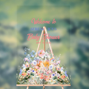 Baby Girl Floral Baby Shower Acrylic Sign