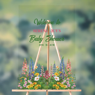 Baby Girl Floral Baby Shower Acrylic Sign