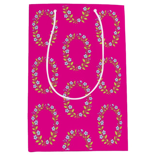 Baby girl floral pattern medium gift bag (Front)
