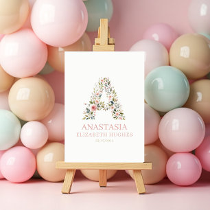 Baby Girl Floral Personalised Name and Birthdate Poster