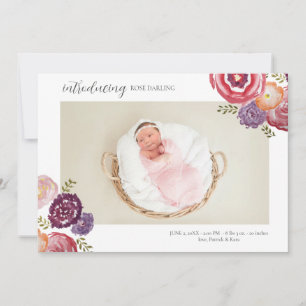 Baby Girl Flower Birth Announcement Postcard