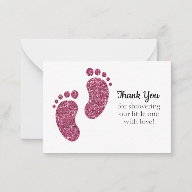 Baby Girl Foot Thank You Cards (Front)