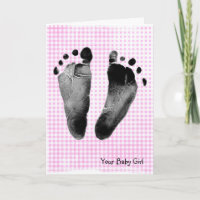 Baby Girl Footprints on Gingham