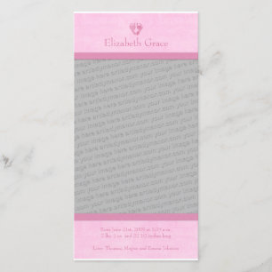 Baby Girl Footprints Photo Birth Announcement