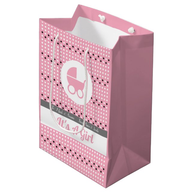 Baby Girl gift Bag with Stroller (Front Angled)