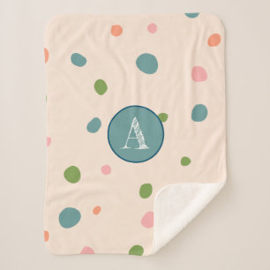 Baby girl gift set A initial colourful dots pink Sherpa Blanket