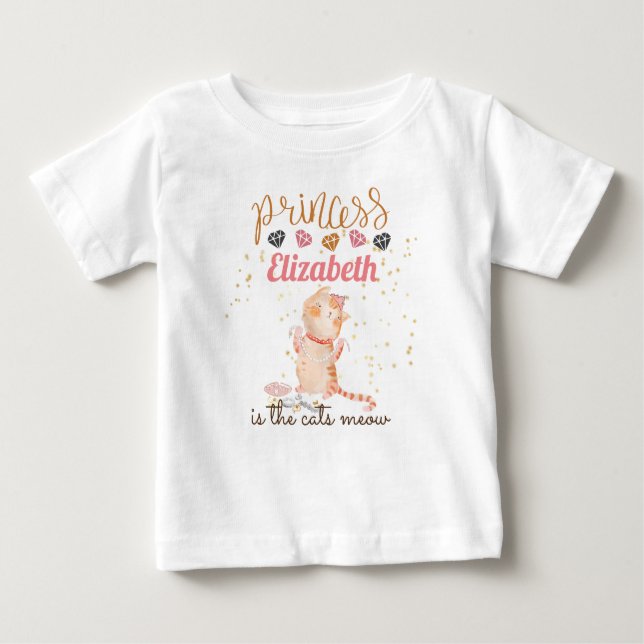 Baby Girl Gifts 1st Birthday Shower Princess Cats  Baby T-Shirt (Front)