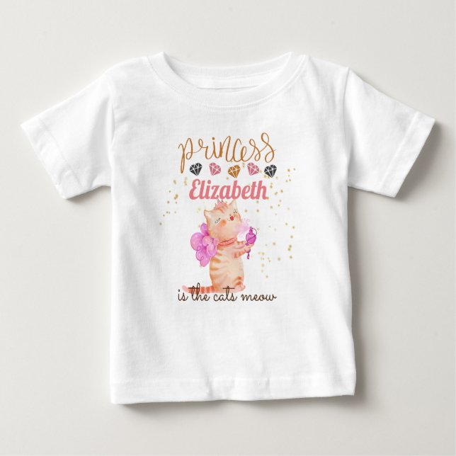 Baby Girl Gifts 1st Birthday Shower Princess Cats  Baby T-Shirt (Front)