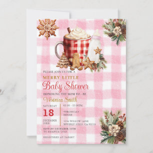 Baby Girl Gingham A Merry Little Baby Shower Invitation