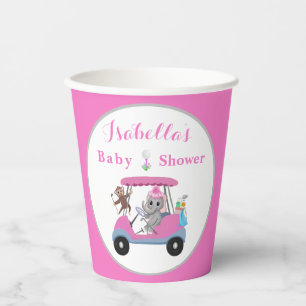 Baby Girl Golfing Elephant & Monkey Shower  Paper Cups