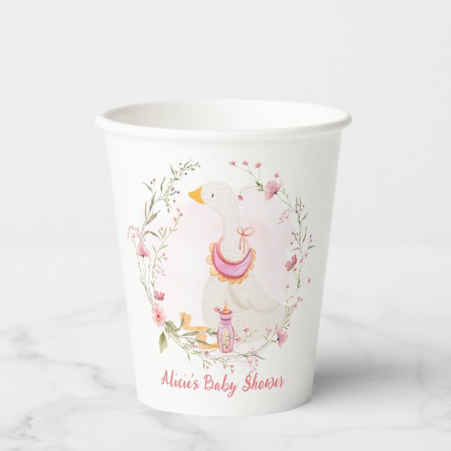 Baby Girl Goose Paper Cups (Front)