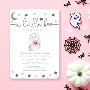 Baby girl halloween fall cute ghost baby shower invitation