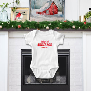 Baby Girl Holiday Birth Announcement Bodysuit