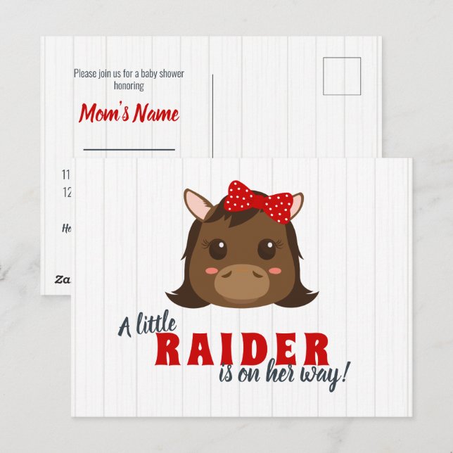 Baby Girl Horse Baby Shower Invitation Postcard (Front/Back)