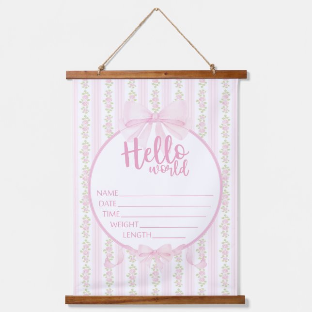 Baby Girl Hospital New Baby Announcement Door Hanging Tapestry (Front)