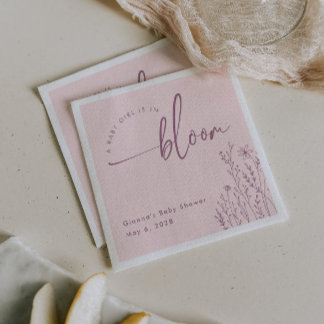 Baby Girl in Bloom - Dusty Pink Baby Shower Napkin