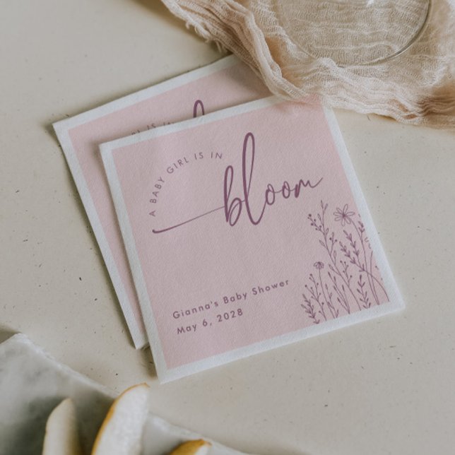 Baby Girl in Bloom - Dusty Pink Baby Shower Napkin (Creator Uploaded)