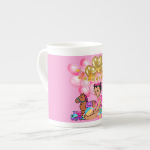 Baby Girl in Pink Bone China Mug