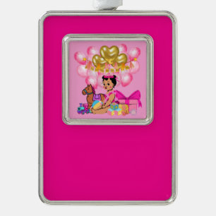 Baby Girl in Pink Silver Plated Framed Ornament