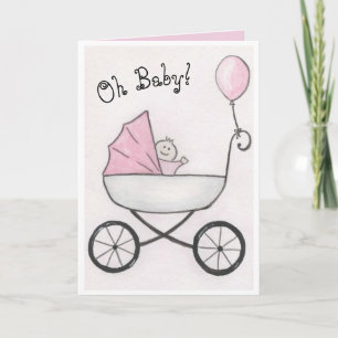 Baby Girl in Stroller Card