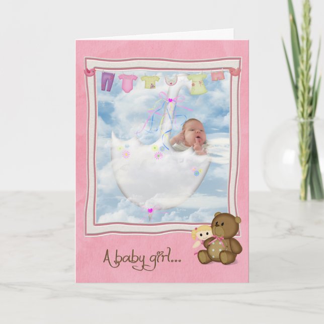Baby Girl in Umbrella  Card (Front)
