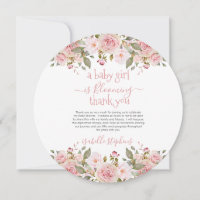 Baby Girl Is Blooming Floral Baby Shower Thank You