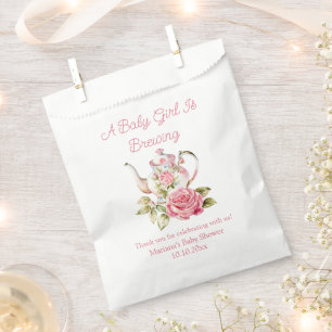 baby girl is brewing floral tea party baby shower  favour bags