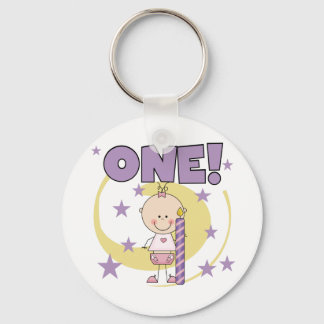 Baby Girl is One Birthday Tshirts and Gifts Key Ring