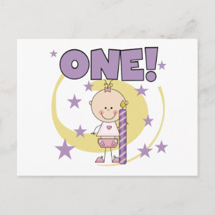 Baby Girl is One Birthday Tshirts and Gifts Postcard