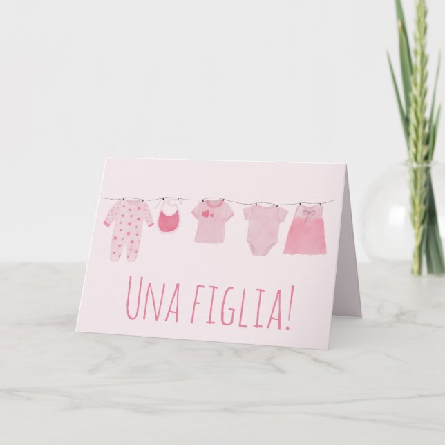 Baby Girl Italian congratulations Card (Front)