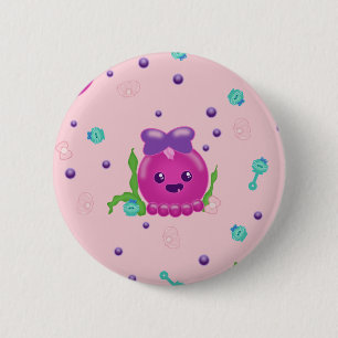 Baby Girl Kawaii Octopus 6 Cm Round Badge