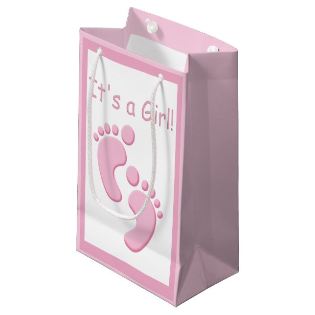 Baby Girl Little Feet New Baby SGB Small Gift Bag (Front Angled)
