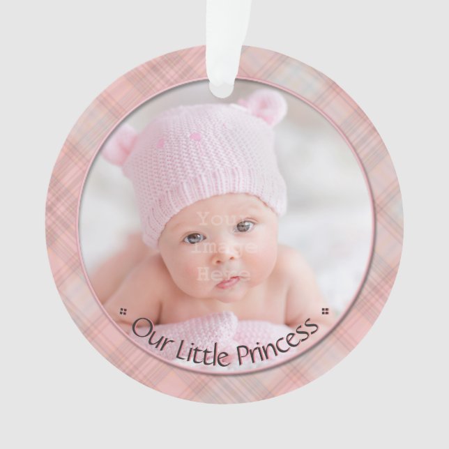 Baby Girl Little Princess First Christmas Keepsake Ornament (Front)