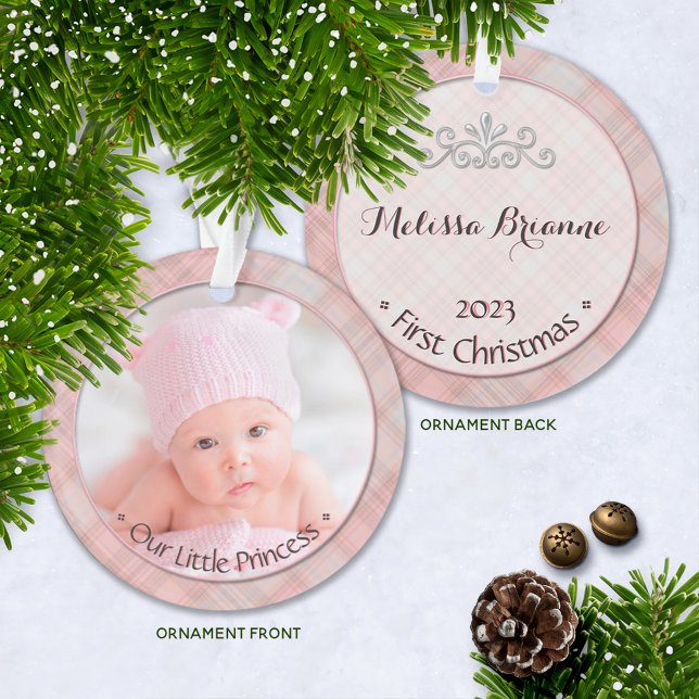 Baby Girl Little Princess First Christmas Keepsake Ornament (Keepsake Baby's First Christmas Photo Ornament with Year and Name | Our Little Princess, Baby Girl)