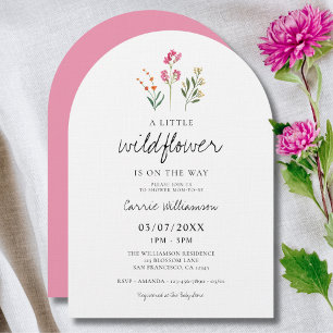 Baby Girl Little Wildflower Watercolor Baby Shower Invitation