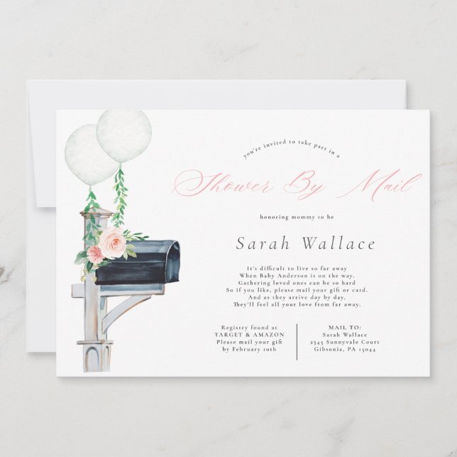 Baby Girl Long Distance Baby Shower By Mail Invitation (Front)