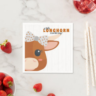 Baby Girl Longhorn Burnt Orange Baby Shower Napkin
