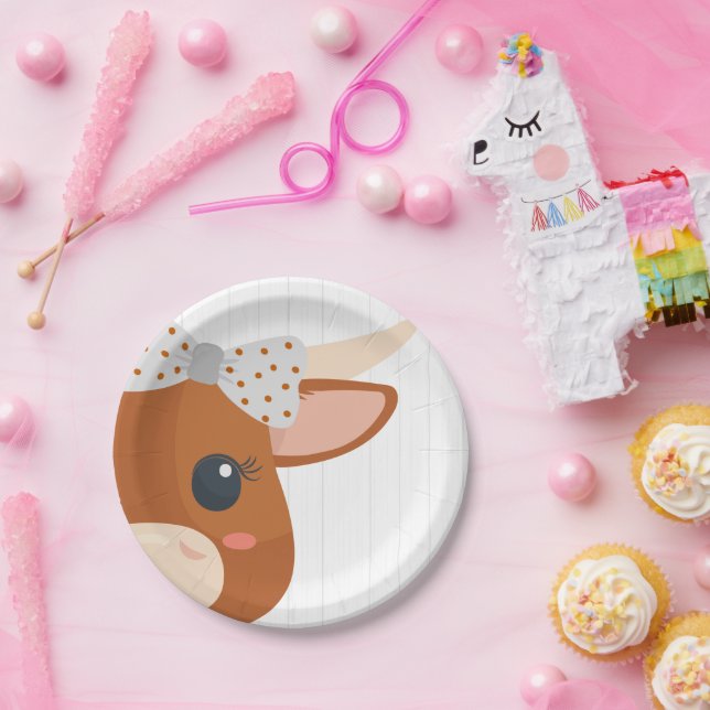 Baby Girl Longhorn Burnt Orange Baby Shower Paper Plate (Party)
