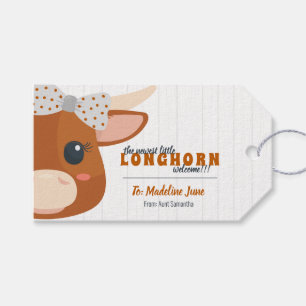 Baby Girl Longhorn Burnt Orange Gift Tags