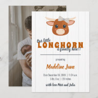 Baby Girl Longhorn Burnt Orange Vertical Birth