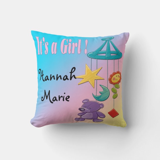 Baby Girl- Mobile Keepsake Pillow (Front)