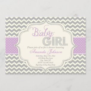 Baby Girl Mod Chic Chevron Baby Shower Invite