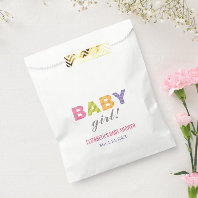 Baby Girl Modern Colourful Letters Baby Shower Favour Bags (Sealed)